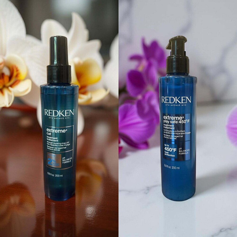 Redken Extreme Play Safe 450°F Heat Protectant 6.7 oz & CAT Treatment 6.8 fl oz